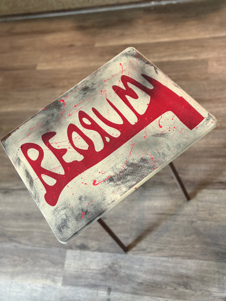 Red rum tray table