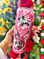 Minnie and Mickey pink 40oz (zipper tumbler)