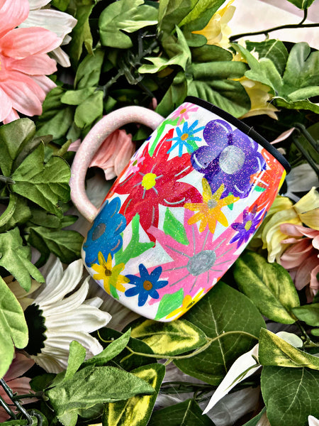 Hand drawn flower mug